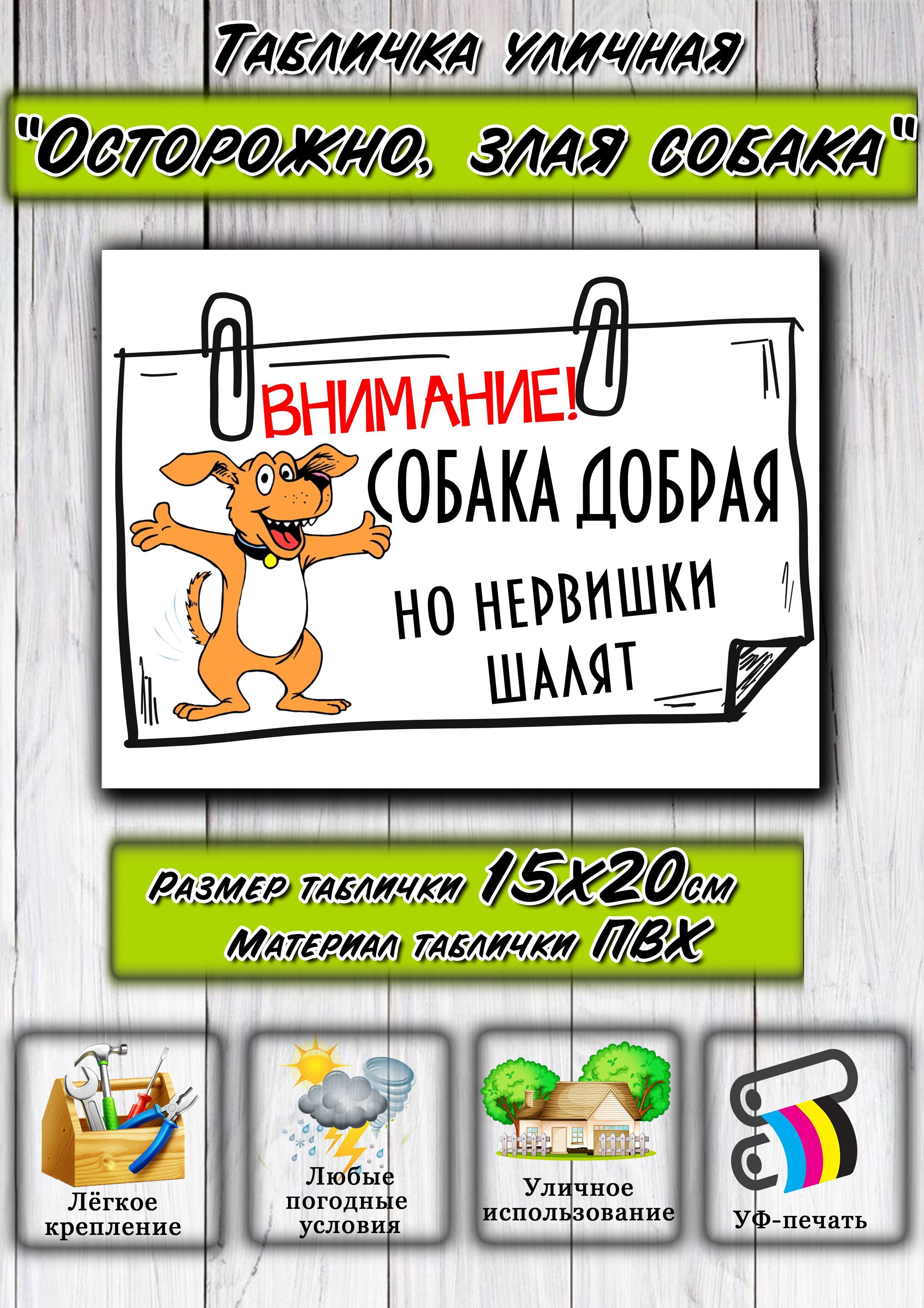 Табличка на дом Осторожно злая собака во дворе, 20 см, 15 см - купить в  интернет-магазине OZON по выгодной цене (1116598723)