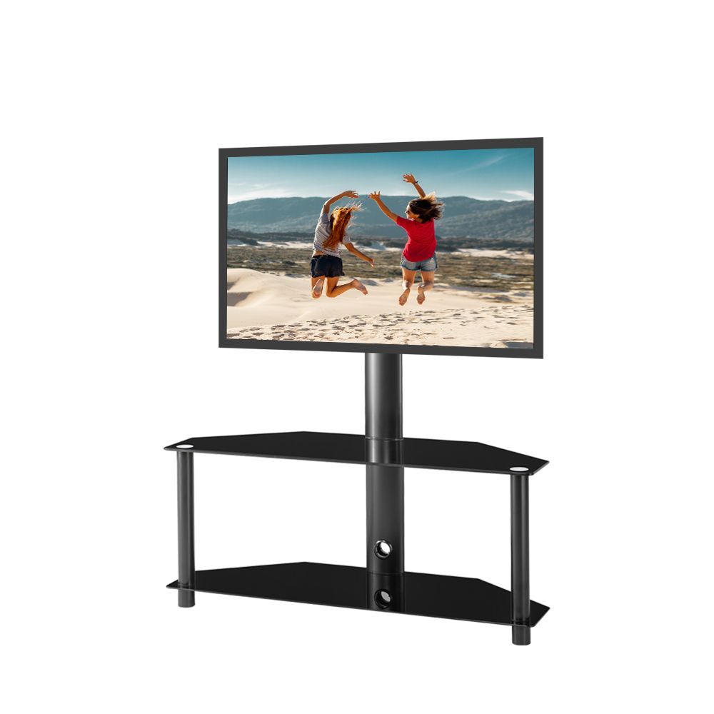 Cтойкадлятелевизораскронштейном32"-75",TW1001,2-слойноечёрныйзакаленногостекла
