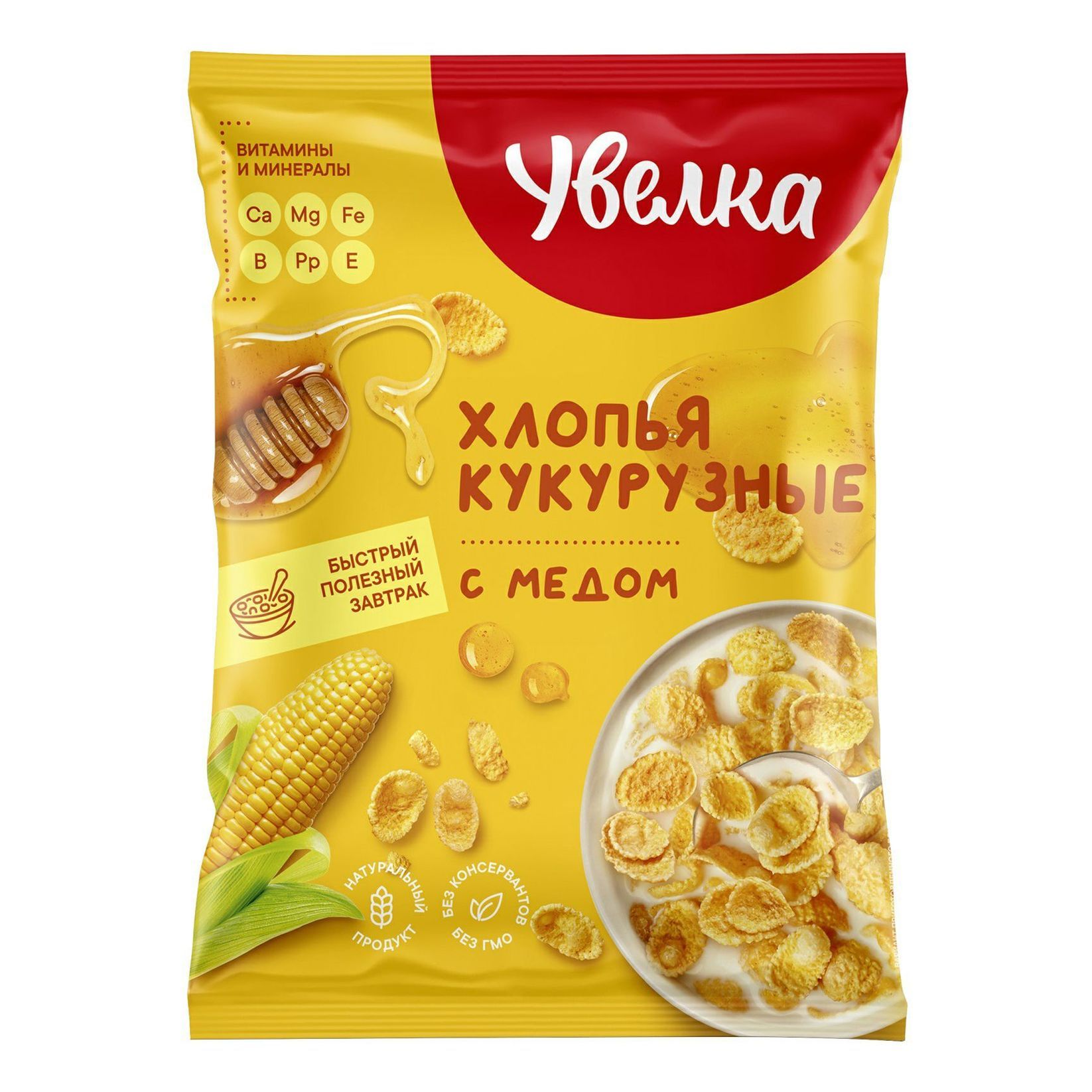 Хлопья Увелка кукурузные с медом пак.275г