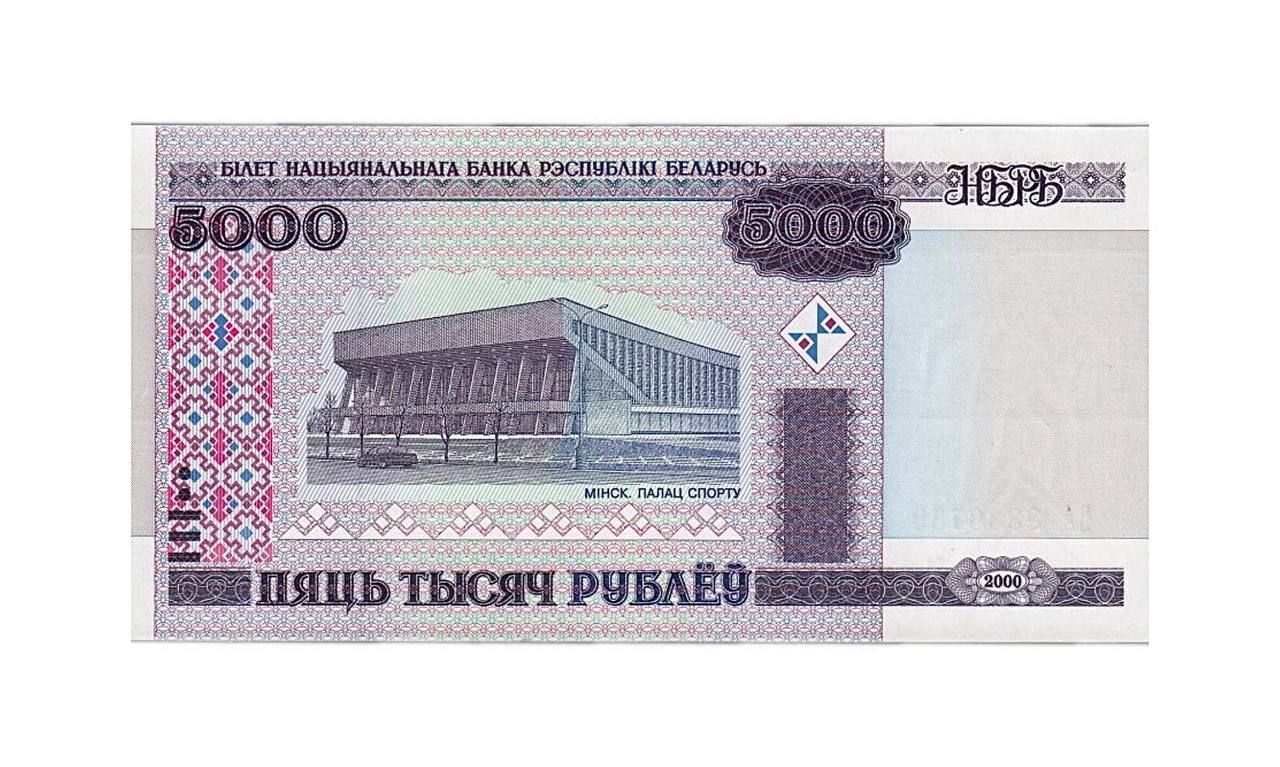 Банкнота 5000 рублей. Беларусь, 2000 г. в. Состояние aUNC (без обращения)