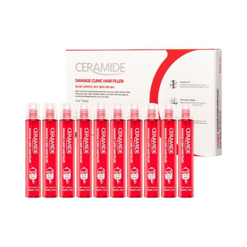 Восстанавливающий филлер для волос для поврежденных волос FarmStay Ceramide Damage Clinic Hair Filler 13мл*10шт