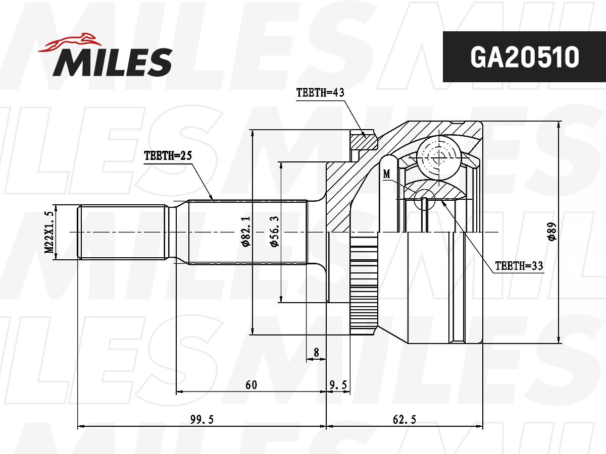 ШРУС наружный VOLVO S40 V40 1.8 01-04 (с ABS) (GSP 862011) GA20510