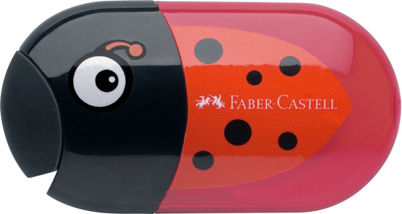 Точилка пластиковая с ластиком Faber-Castell "Ladybug" 2 отверстия, контейнер