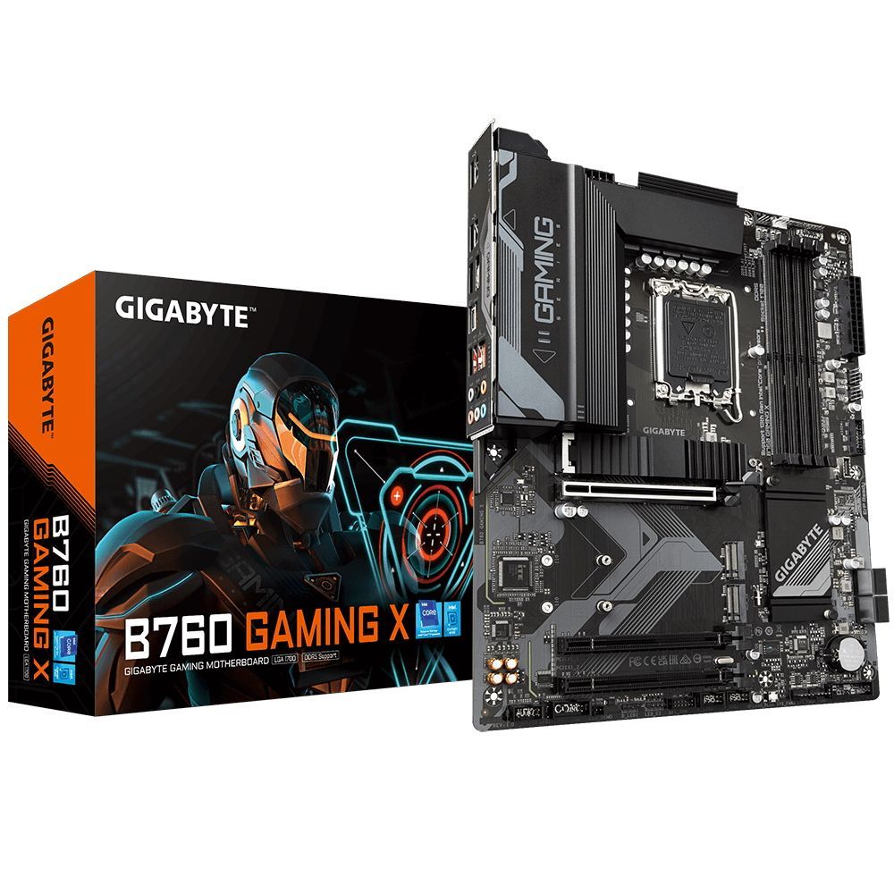 МатеринскаяплатаGigabyteB760GAMINGX,Socket1700,IntelB760,4xDDR5-4800,ATX,RTL