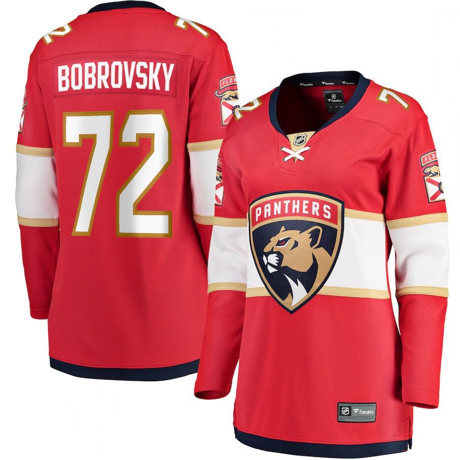 Женская футболка NHL Florida Panthers Home Player Red Jersey #72 Сергей Бобровский