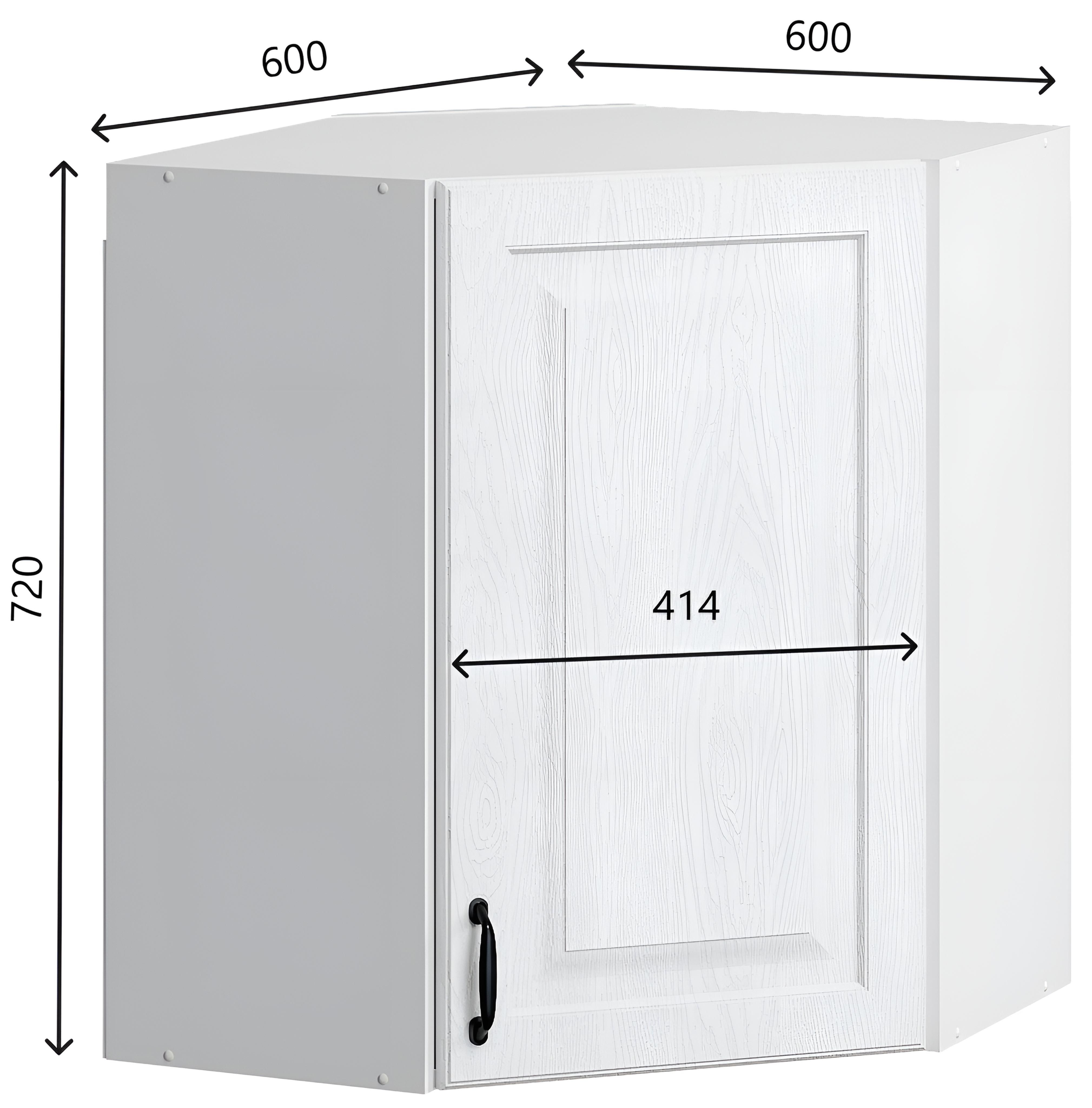 Шкафкухонныйнавеснойугловой60*60см,МДФБелаятекстура
