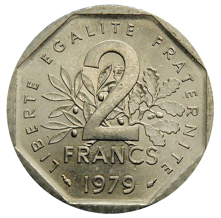 Франция богатство. 2 Франка 1979. Франк Франция. Монета 2 Франка 1979 d.AFRES. Франки валюта Франция.