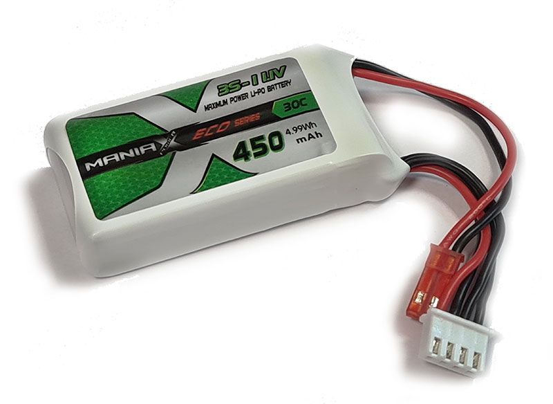 АккумуляторManiaXEcoLiPo11.1V3S1P450mAh30CсразъемомJST-BEC