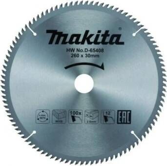 Пильный диск для дерева 260X30X1.8X100T STANDARD Makita D-65408