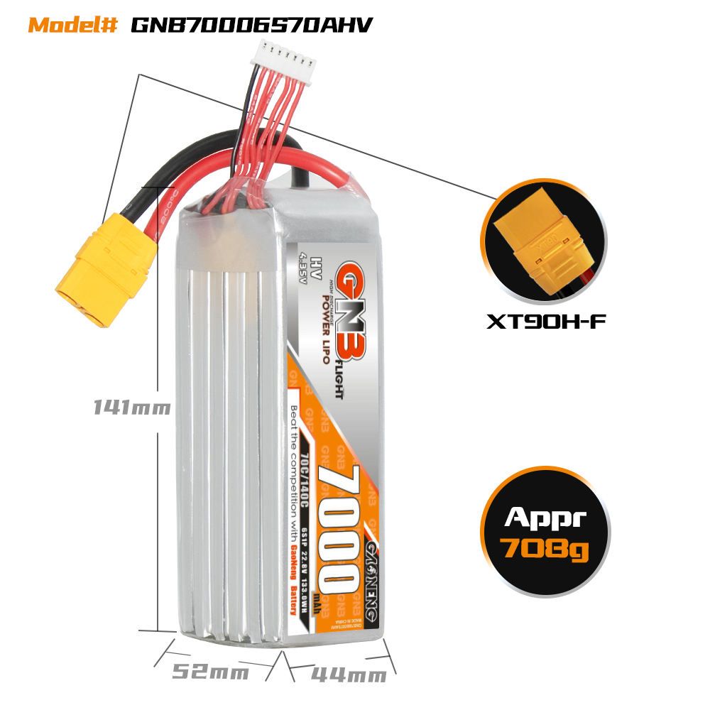 Gaoneng GNB 6S HV 22.8V 7000mAh 70C Lipo XT90