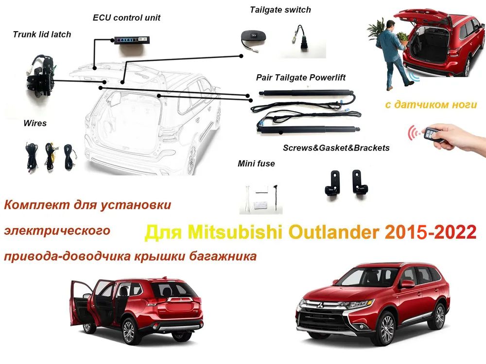 ЭлектроприводбагажникадляMitsubishiOUTLANDER2015-2022сдатчикомноги,доводчикипятойдвери