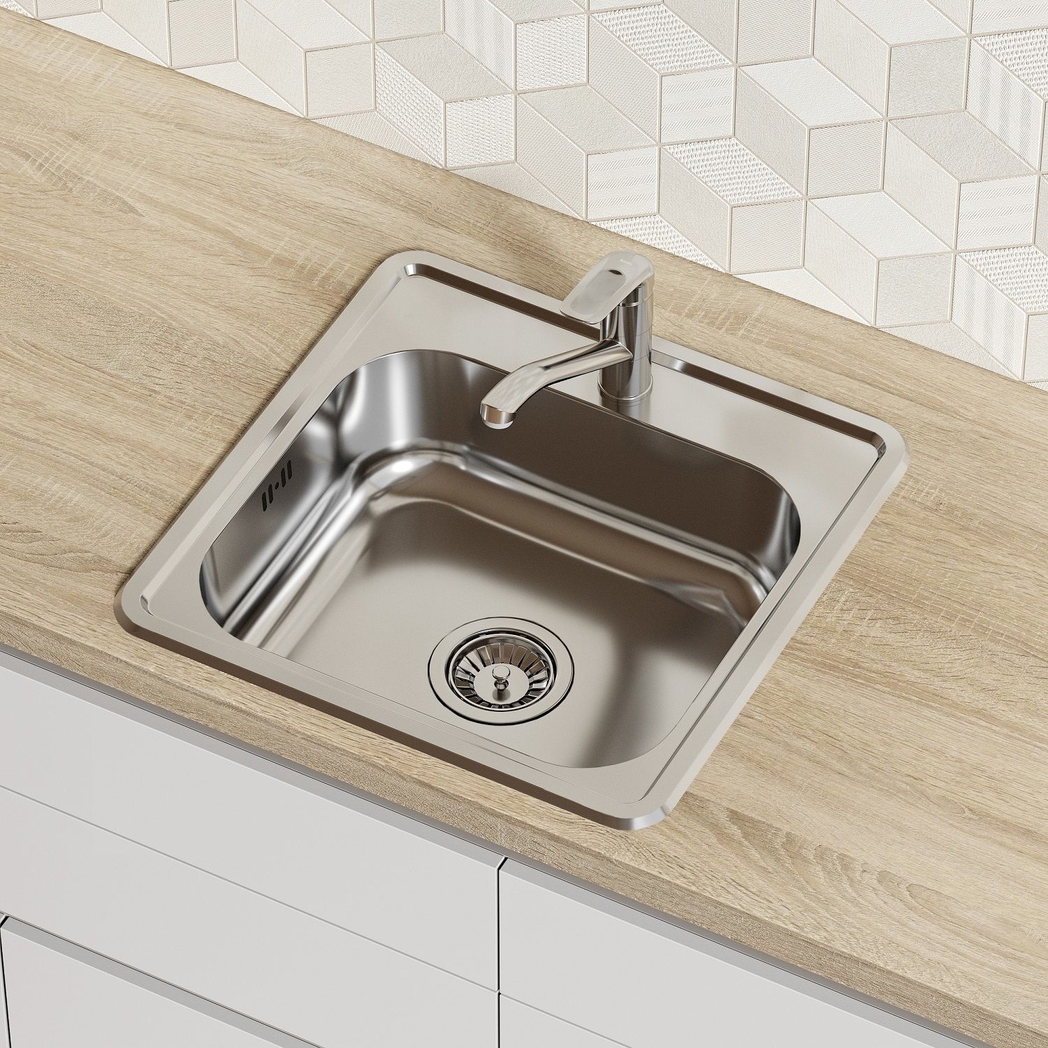 Фото товара на маркетплейсе ozon Мойка для кухни IDDIS, врезная, 49х49х18 см, нержавеющая сталь, без крыла, глянцевая, Strit, STR48P0i77