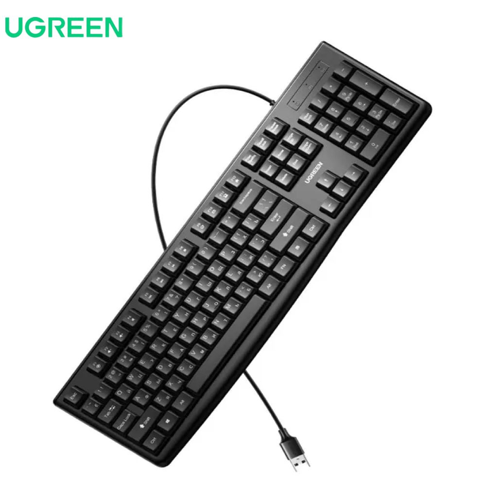 КлавиатурапроводнаяUGREENKU003(15218)MembraneUSB-keyboardскабелемUSB.Цвет:черный.Товаруцененный