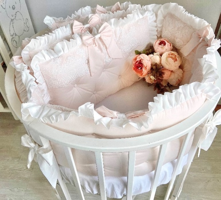 Бортики в детскую кроватку для новорожденного "Розовое облако", 6 подушек в прямоугольную 120*60 см или #1