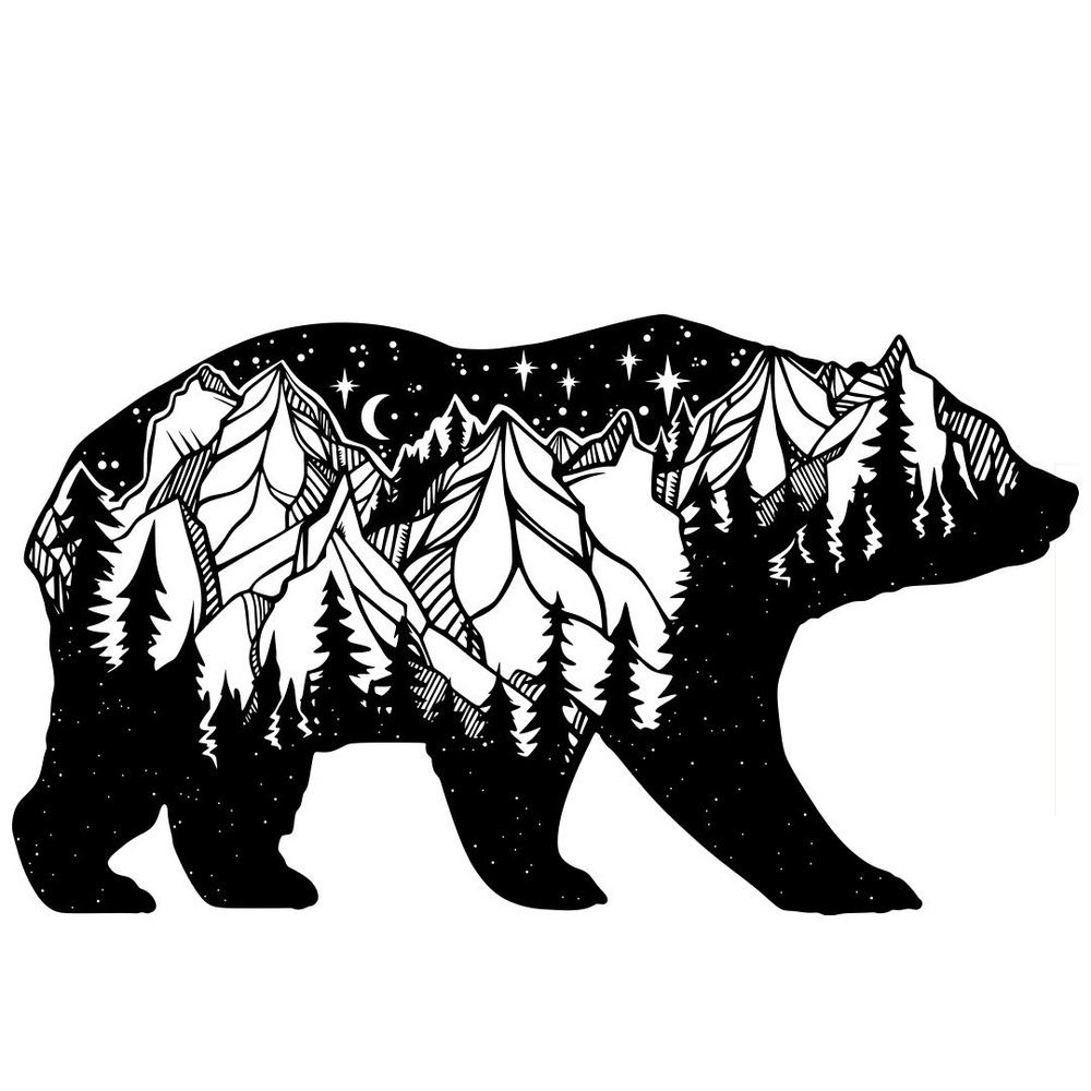 Силуэт медведя в лесу