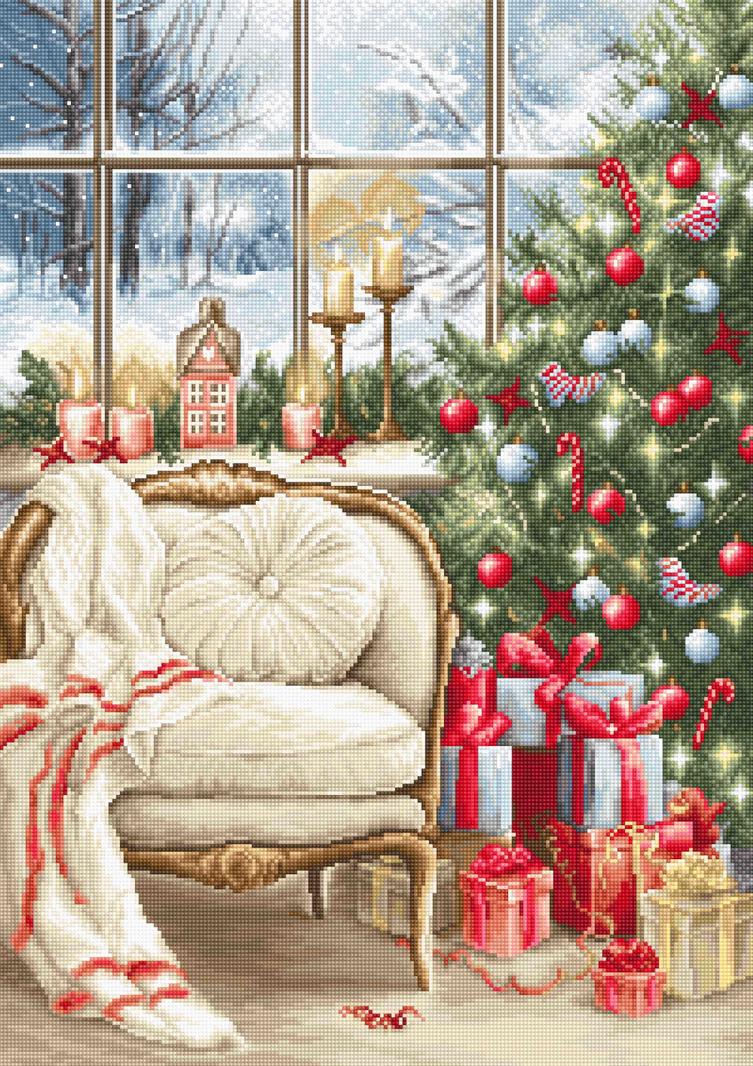 Набор для вышивания гобеленовым швом Luca-S G599 "Рождественский интерьер" 20х29 см  #1