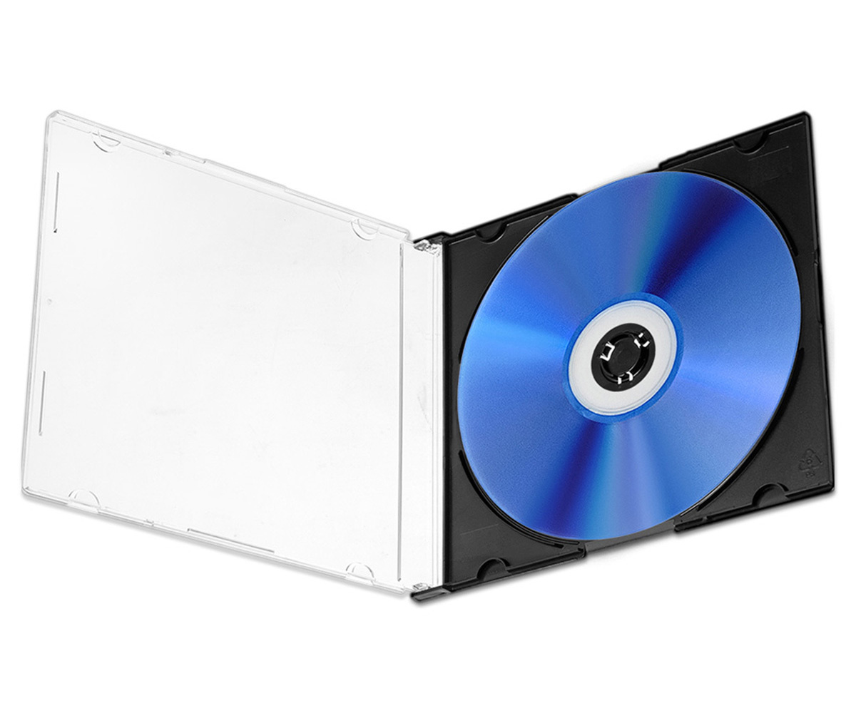 Коробка CD Box Slim Black 5mm для 1 диска (черный низ), упаковка 10 шт ...