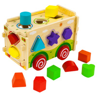 Сортер для малышей Alatoys "Автобус" Деревянные развивающие игрушки от 1 года Монтессори, Модель сборная каталка детская. Спонсорские товары