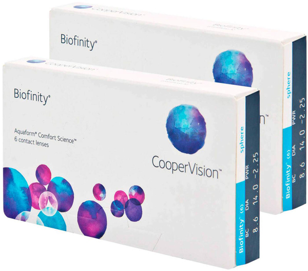 Biofinity 12 линз (2 упаковки по 6 линз) В упаковке 12 штук Оптическая ...