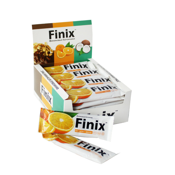 Финиковый батончик "Finix" с арахисом и апельсином 24 шт по 30 г ...