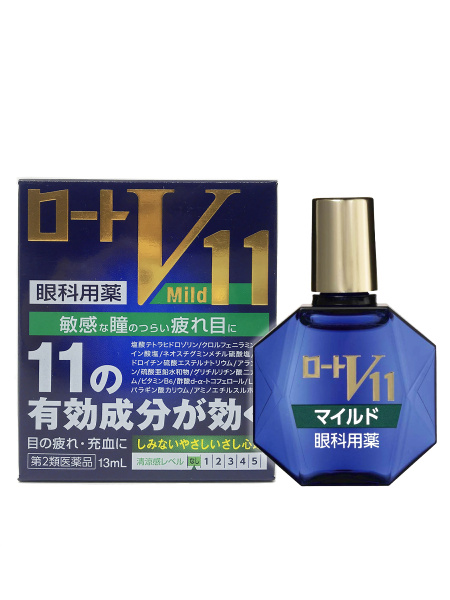 Глазные капли Rohto V11 MILD для чувствительных уставших глаз, 13 мл ...