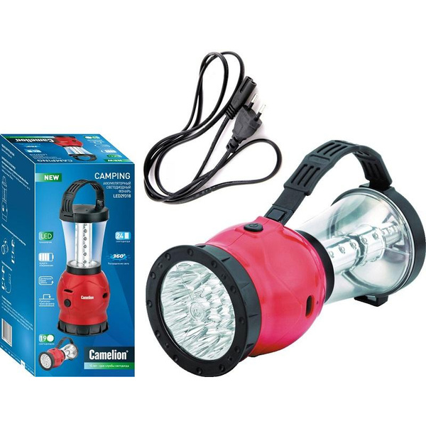 Фонарь кемпинговый Camelion LED29318,акк.220В 4В 2,3А-ч,пласт,красный ...