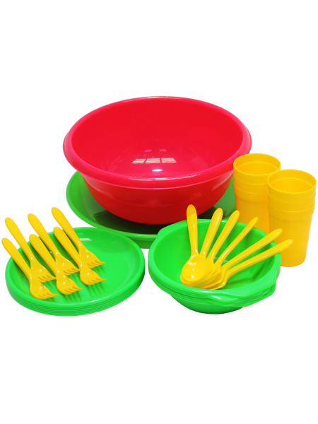  пластиковой посуды для пикника 