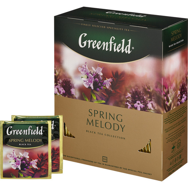 Чай Greenfield Spring Melody черный, фольгированные 100 пакетиков у ...