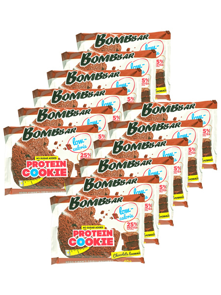 Bombbar Протеиновое печенье без сахара, 12x40г (шоколадный брауни ...