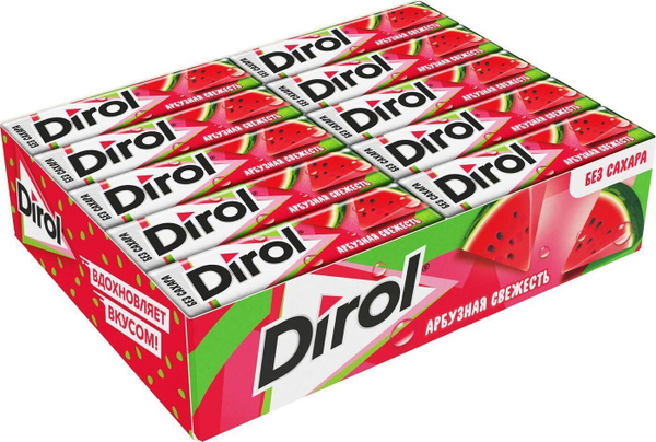 Dirol Жевательная резинка "Арбузная Свежесть" без сахара, 30 пачек по ...