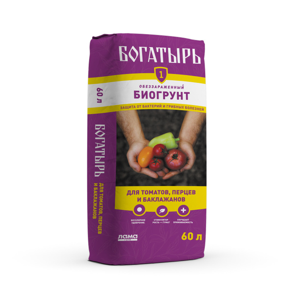 Грунт Богатырь 60л для томатов, перцев, баклажанов - купить по низкой ...