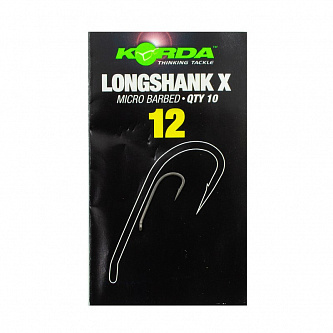 KORDA Крючок Long Shank-X №12 с бородкой 10шт - купить с доставкой по ...