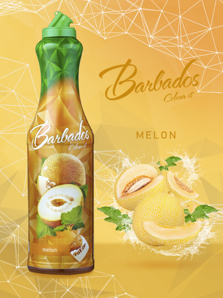 BARBADOS Сироп Дыня, низкокалорийный, натуральный, для коктейлей и ...