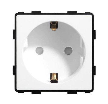 Модуль розетки 16А белый для круглого подрозетника с заземлением и ...