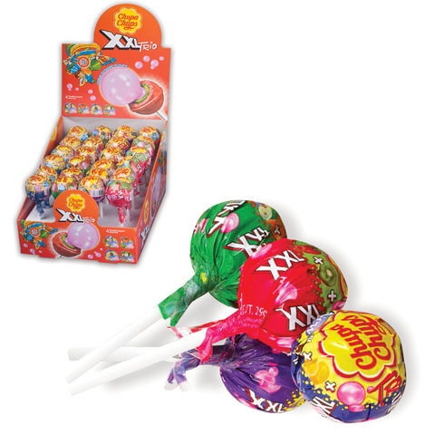 40 шт., Карамель CHUPA CHUPS (Чупа-Чупс) "XXL Trio" с жевательной ...