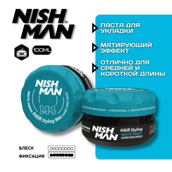 Воск для волос, глина для укладки NISHMAN M4, 100мл - купить с ...