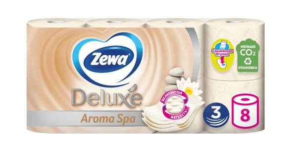 Туалетная бумага Zewa Deluxe Aroma Spa, 3 слоя, 8 рулонов / трехслойная ...