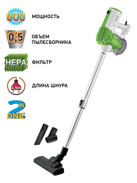 Пылесос вертикальный "2 в 1" BBK BV2512 белый/зеленый, объем ...