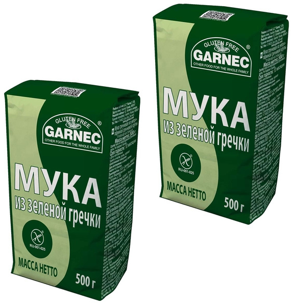 Garnec мука без глютена из Зеленой (непропаренной) гречки 500 г., 2 ...