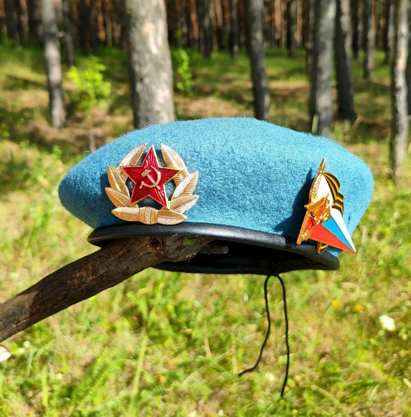 Берет Боевые береты Берет ВДВ голубой фетровый (бесшовный) с кокардой и ...