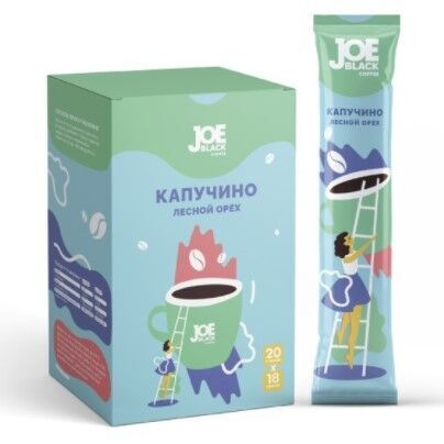 Напиток кофейный растворимый 3в1 Капучино лесной орех 18гр*20шт тм"JOE ...