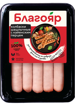 Колбаски куриные Благояр Шашлычные с кайенским перцем охлаждённые 360 г ...