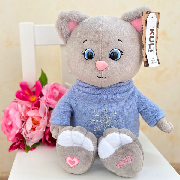 Мягкая игрушка кот 25см, мягкая игрушка котик Грей в свитере, плюшевый ...