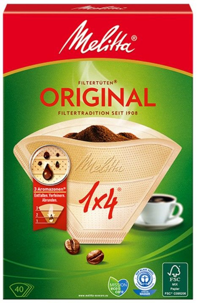 Фильтры для кофеварки Melitta original 1x4 для заваривания 40шт. кофе ...