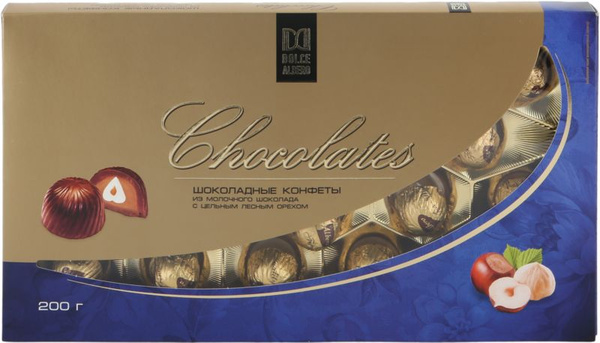Конфеты DOLCE ALBERO Шоколадные из молочного шоколада с цельным лесным ...