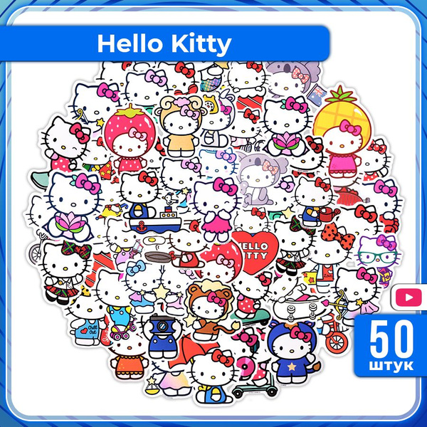 Наклейки стикеры для детей Хеллоу Китти / Hello Kitty 50 шт на телефон ...