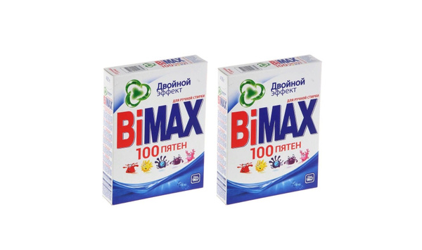 BiMAX Стиральный порошок "100 пятен", ручная стирка, 400 гр, 2 штуки ...