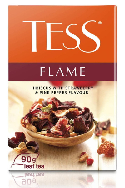 Tess Чай травяной Flame, гибискус с ароматом земляники, с розовым ...
