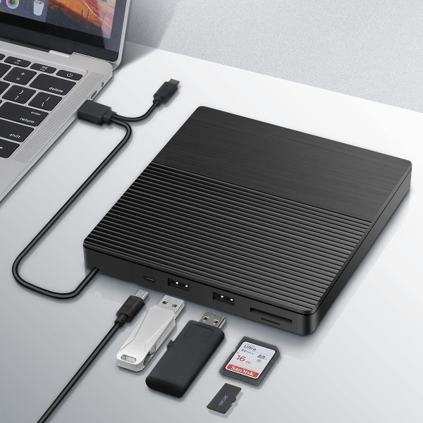 Внешний дисковод, оптический приводтип C и USB 3.0 Портативный CD / DVD ...