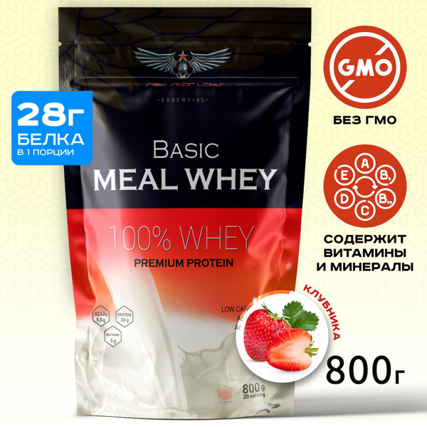 Протеин сывороточный Red Star Labs Basic Meal Whey, клубника 800 г ...